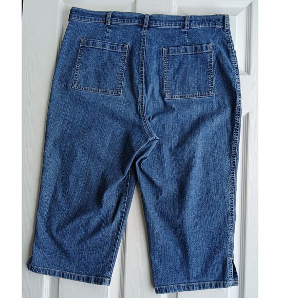 Gloria Vanderbilt Denim Capri Pants size 14 dark grey blue patch pockets jeans - Picture 14 of 14